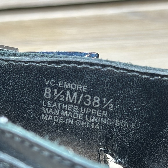 Vince Camuto EMORE Caged Woven Leather Heeled Sandals 8 1/2M / 38 1/2 Black - Picture 2 of 8